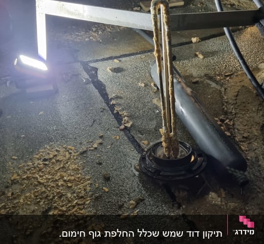 תנור חימום חשמלי ישן על רצפה עם לכלוך